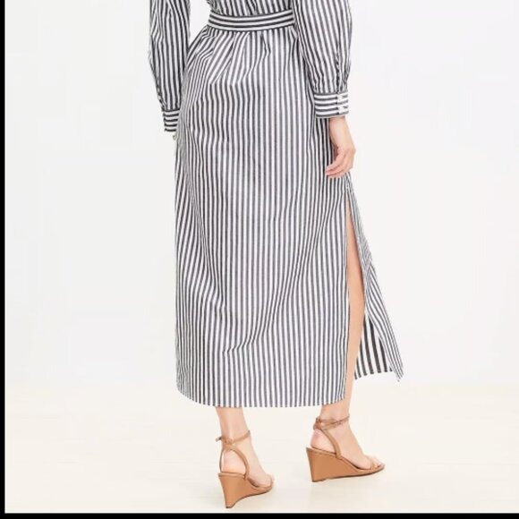 ANN TAYLOR LOFT BELTED PETITE POCKET SHIRTDRESS STRIPED NWOT $100 M P - Picture 5 of 7